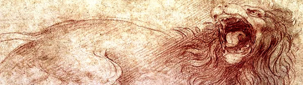 Esboço de leão rugindo - Leonardo da Vinci