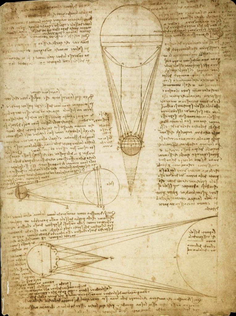 Leonardo da Vinci - Estudo sobre o brilho da lua - Leonardo da Vinci