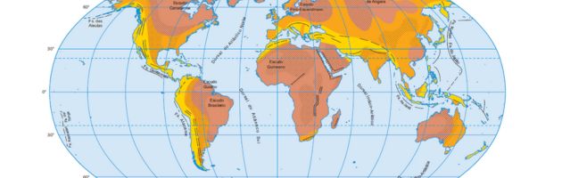 Mapa-múndi das estruturas geológicas