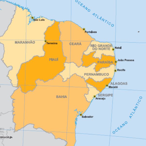 Mapa do Brasil - Região Nordeste 