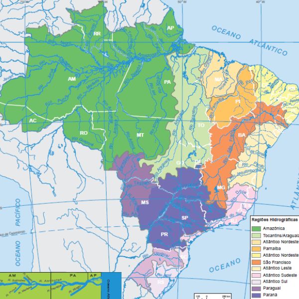 Mapa do Brasil - Bacias hidrográficas