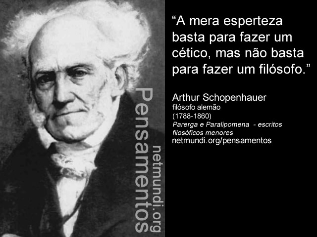 Arthur Schopenhauer filósofo alemão (1788-1860) O Mundo como Vontade e Representação